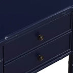 Table de chevet Comfort Pointe Ellison bleu nuit : style côtier, 2 tiroirs, cadre en MDF et peuplier, 63,5 cm H x 58,4 cm L