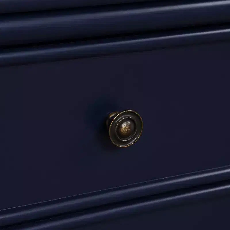 Table de chevet Comfort Pointe Ellison bleu nuit : style côtier, 2 tiroirs, cadre en MDF et peuplier, 63,5 cm H x 58,4 cm L