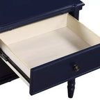 Table de chevet Comfort Pointe Ellison bleu nuit : style côtier, 2 tiroirs, cadre en MDF et peuplier, 63,5 cm H x 58,4 cm L