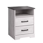 Table de chevet de ferme Prepac Rustic Ridge avec 2 tiroirs et compartiment ouvert Blanc délavé