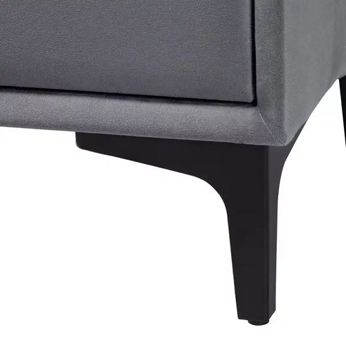 Baxton Studio Etienne Velvet 2 Drawer Nightstand Slate Gray/Black
