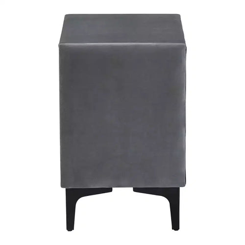 Table de chevet à 2 tiroirs en velours Baxton Studio Etienne, gris ardoise/noir