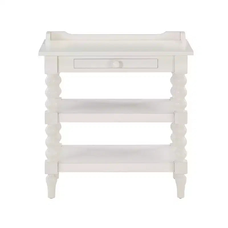 Table de chevet Averly de Comfort Pointe, blanc antique : Style ferme moderne du milieu du siècle avec étagère ouverte