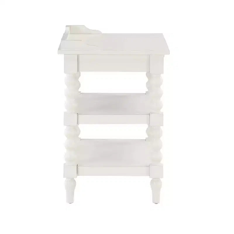 Table de chevet Averly de Comfort Pointe, blanc antique : Style ferme moderne du milieu du siècle avec étagère ouverte