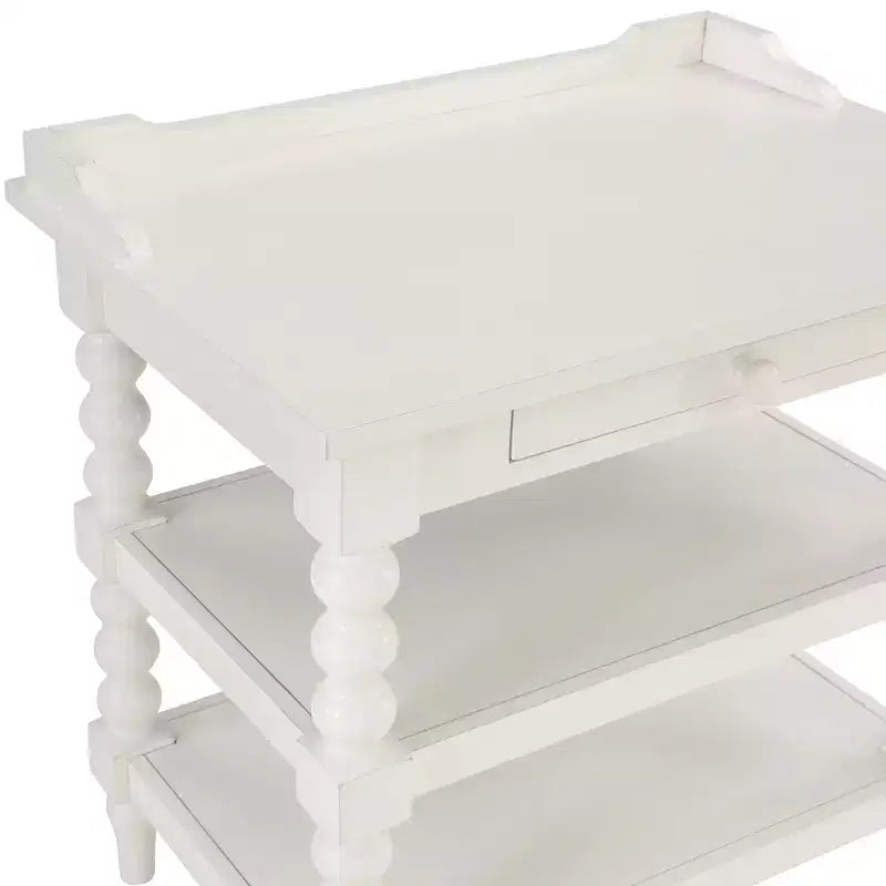 Table de chevet Averly de Comfort Pointe, blanc antique : Style ferme moderne du milieu du siècle avec étagère ouverte