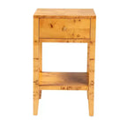 bali & pari Ghina Wood 1 tiroir Table de Chevet Loupe de Peuplier Clair
