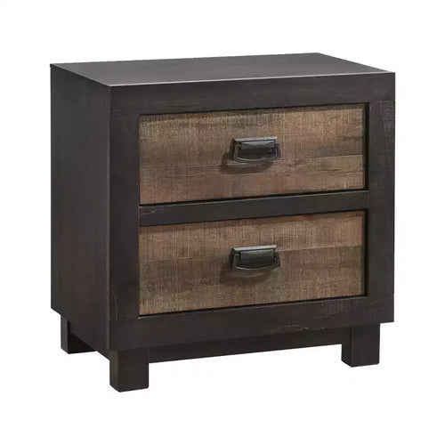 Table de chevet Harrison à 2 tiroirs Noyer - Picket House Furnishings : Doublure en feutre, couche anti-poussière, poignées nickel foncé