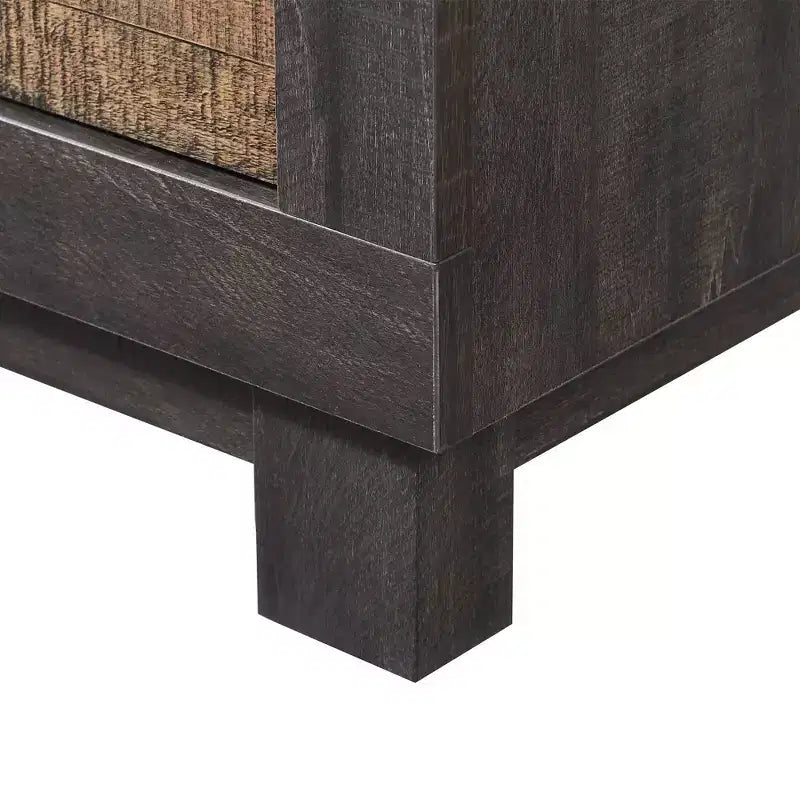 Table de chevet Harrison à 2 tiroirs Noyer - Picket House Furnishings : Doublure en feutre, couche anti-poussière, poignées nickel foncé
