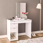 Polifurniture Joplin Coiffeuse avec Miroir Blanc : Coiffeuse Moderne, Forme Rectangulaire, Matériau Bois
