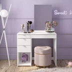 Polifurniture Joplin Coiffeuse avec Miroir Blanc : Coiffeuse Moderne, Forme Rectangulaire, Matériau Bois