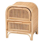 bali & pari Adrika Natural Rattan 2 Drawer Nightstand Natural: Bedside Storage, No Assembly Required