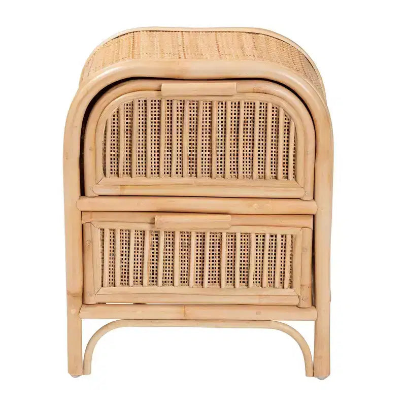 bali & pari Table de chevet Adrika en rotin naturel à 2 tiroirs naturelle : Rangement de chevet, aucun assemblage requis