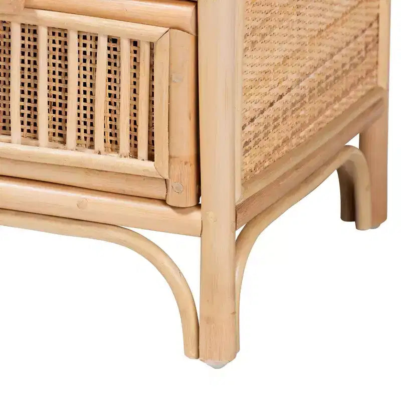 bali & pari Table de chevet Adrika en rotin naturel à 2 tiroirs naturelle : Rangement de chevet, aucun assemblage requis