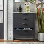 Buylateral Keely Modern 5 Drawer Faux Marble Top Chest Dresser Charcoal Gray: Mid-Century Modern, Bedroom Storage, Faux Marble Top