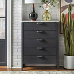 Buylateral Keely Commode 5 tiroirs à plateau en faux marbre gris anthracite : Moderne du milieu du siècle, Rangement de chambre, Plateau en faux marbre