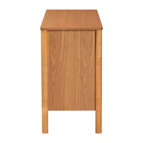 Baxton Studio Jenn Wood 6 Drawer Dresser with Distressed Finished Rattan Golden Brown/Distressed Rattan