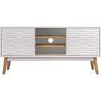 Aurie Media Console French White - Adore Decor: Geometric, Storage, Fits up to 55" TV