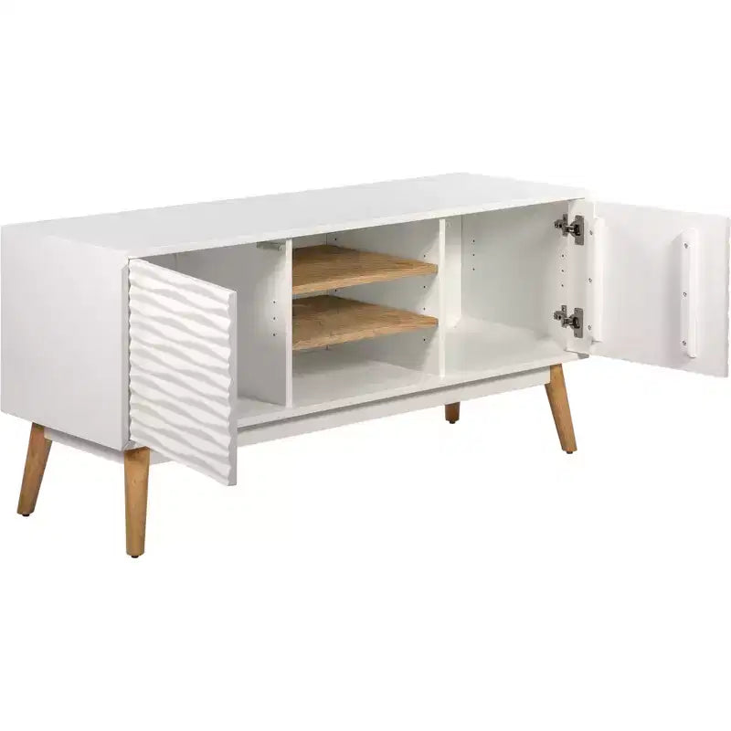 Meuble TV Aurie blanc français – Adore Decor : Géométrique, Rangement, Convient aux téléviseurs jusqu'à 55 po