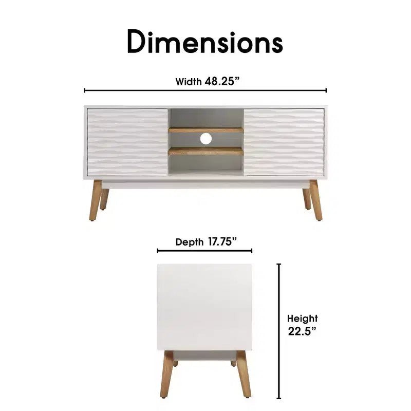 Meuble TV Aurie blanc français – Adore Decor : Géométrique, Rangement, Convient aux téléviseurs jusqu'à 55 po