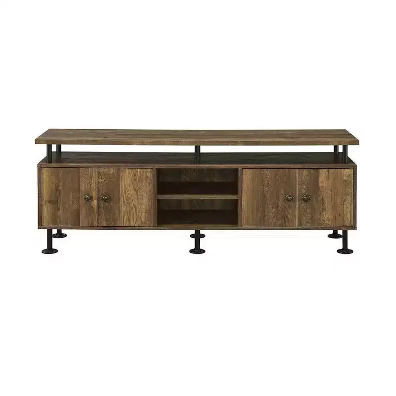 Meuble TV Ensata II d'Acme Furniture pour téléviseurs jusqu'à 60", finition Chêne rustique/Noir