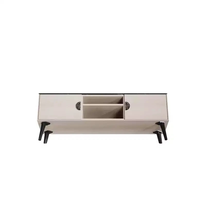 Meuble TV Haley 55,10" Manhattan Comfort pour TV jusqu'à 46" Blanc/Marbre Noir