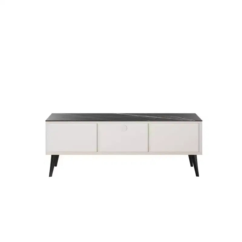 Meuble TV Haley 55,10" Manhattan Comfort pour TV jusqu'à 46" Blanc/Marbre Noir