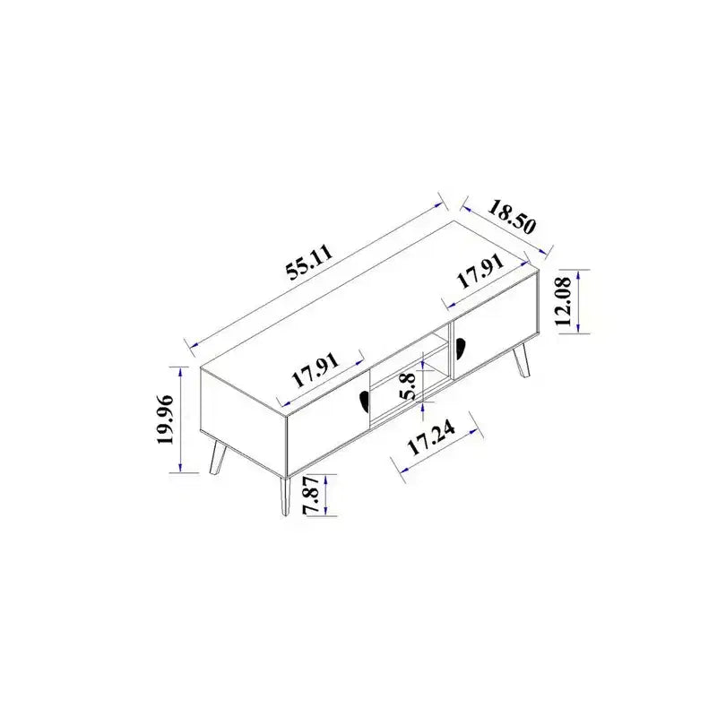 Meuble TV Haley 55,10" Manhattan Comfort pour TV jusqu'à 46" Blanc/Marbre Noir