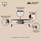 Meuble TV Haley 55,10" Manhattan Comfort pour TV jusqu'à 46" Blanc/Marbre Noir
