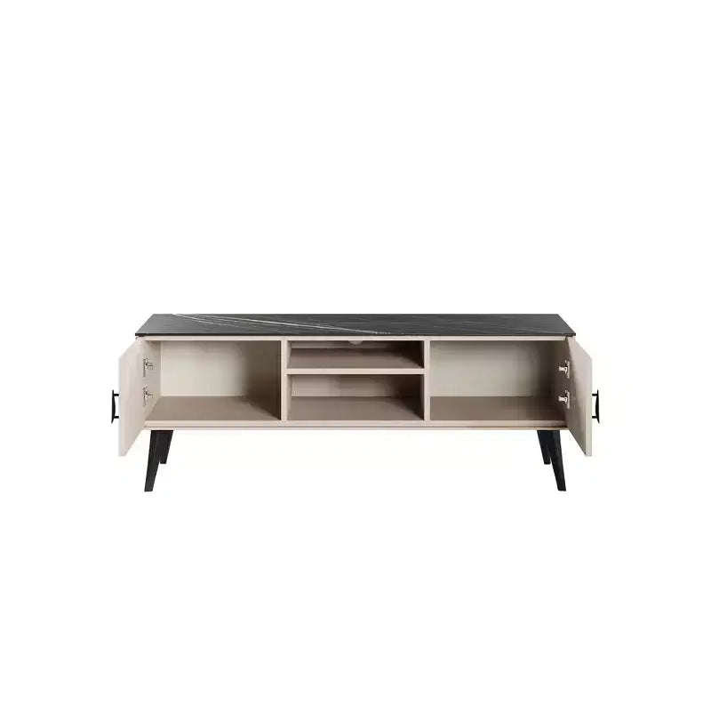Meuble TV Haley 55,10" Manhattan Comfort pour TV jusqu'à 46" Blanc/Marbre Noir