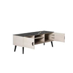 Meuble TV Haley 55,10" Manhattan Comfort pour TV jusqu'à 46" Blanc/Marbre Noir