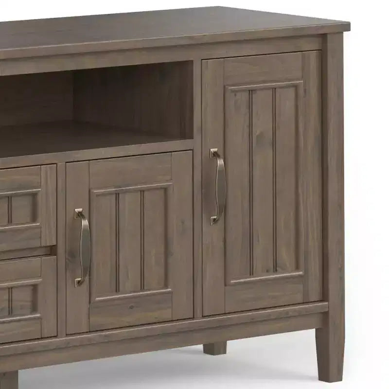 Meuble TV Rowan 72 po pour téléviseurs jusqu'à 80 po, brun fumé - Wyndenhall : Console multimédia contemporaine avec tiroirs