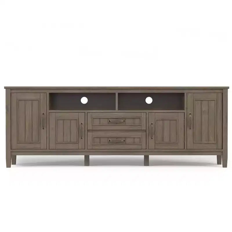 Meuble TV Rowan 72 po pour téléviseurs jusqu'à 80 po, brun fumé - Wyndenhall : Console multimédia contemporaine avec tiroirs