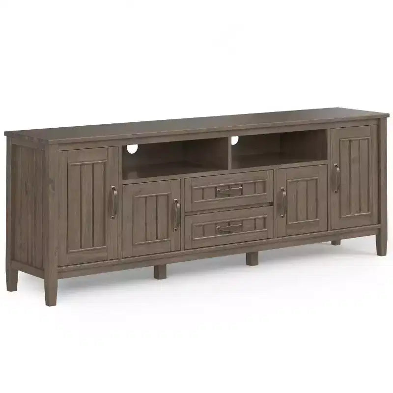 Rowan 72" TV Stand for TVs up to 80" Smoky Brown - Wyndenhall: Contemporary Media Console with Drawers