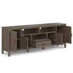 Meuble TV Rowan 72 po pour téléviseurs jusqu'à 80 po, brun fumé - Wyndenhall : Console multimédia contemporaine avec tiroirs