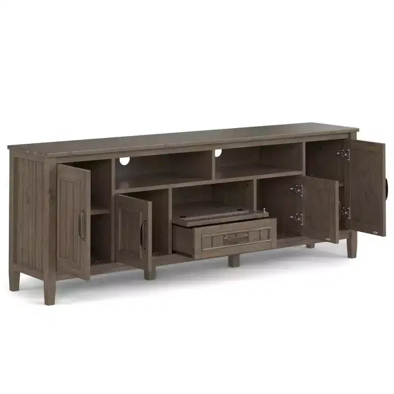 Meuble TV Rowan 72 po pour téléviseurs jusqu'à 80 po, brun fumé - Wyndenhall : Console multimédia contemporaine avec tiroirs