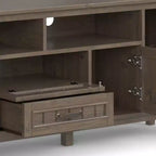 Meuble TV Rowan 72 po pour téléviseurs jusqu'à 80 po, brun fumé - Wyndenhall : Console multimédia contemporaine avec tiroirs