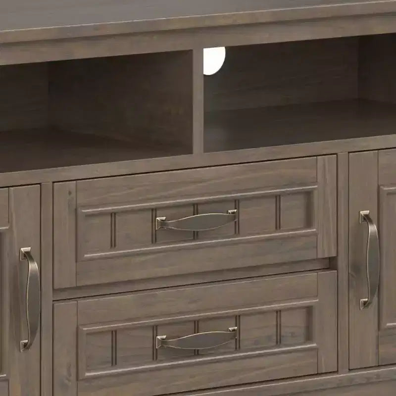 Meuble TV Rowan 72 po pour téléviseurs jusqu'à 80 po, brun fumé - Wyndenhall : Console multimédia contemporaine avec tiroirs
