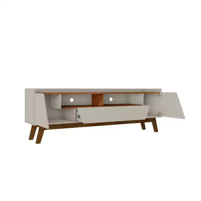 Manhattan Comfort Meuble TV Marcus Mid-Century Moderne 4 Étagères pour TV jusqu'à 70" Beige - Manhattan Comfort : Meuble console multimédia avec rangement