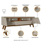Manhattan Comfort Meuble TV Marcus Mid-Century Moderne 4 Étagères pour TV jusqu'à 70" Beige - Manhattan Comfort : Meuble console multimédia avec rangement