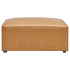 Pouf en cuir végétalien Mingle, velours camel - Modway : Siège rembourré carré moderne, similicuir, cadre en bois, 94 x 94 x 39,4 cm