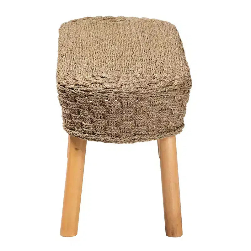 bali & pari Banc d'appoint Denver en jonc de mer naturel et bois d'acacia marron clair/marron naturel : Meuble d'entrée fabriqué à la main