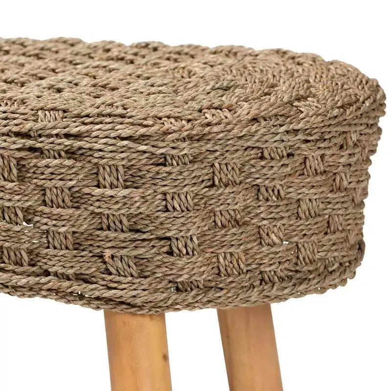 bali & pari Banc d'appoint Denver en jonc de mer naturel et bois d'acacia marron clair/marron naturel : Meuble d'entrée fabriqué à la main
