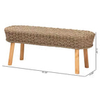 bali & pari Banc d'appoint Denver en jonc de mer naturel et bois d'acacia marron clair/marron naturel : Meuble d'entrée fabriqué à la main