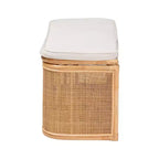 bâli & pari Banc de rangement Ishana en rotin naturel, naturel/blanc : Polyester rembourré, cadre en contreplaqué, aucun assemblage requis