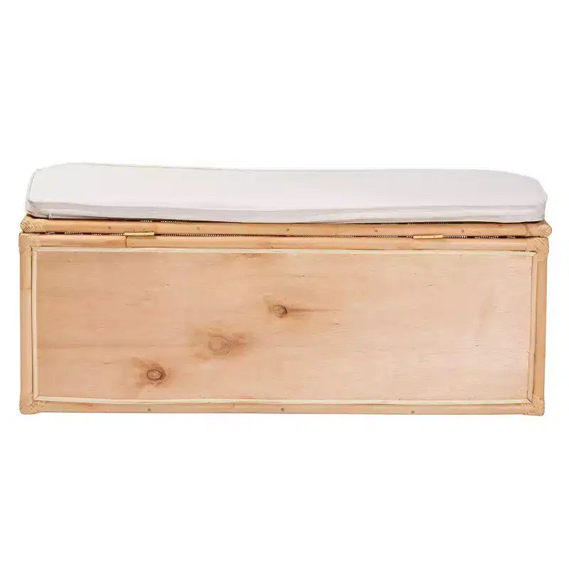 bâli & pari Banc de rangement Ishana en rotin naturel, naturel/blanc : Polyester rembourré, cadre en contreplaqué, aucun assemblage requis