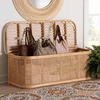 bâli & pari Banc de rangement Ishana en rotin naturel, naturel/blanc : Polyester rembourré, cadre en contreplaqué, aucun assemblage requis