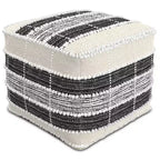 Highland Square Pouf White/Beige/Black - WyndenHall: Indoor/Outdoor, UV Resistant, 250lb Capacity