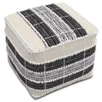 Pouf carré Highland Blanc/Beige/Noir - WyndenHall : Intérieur/Extérieur, Résistant aux UV, Capacité 113 kg