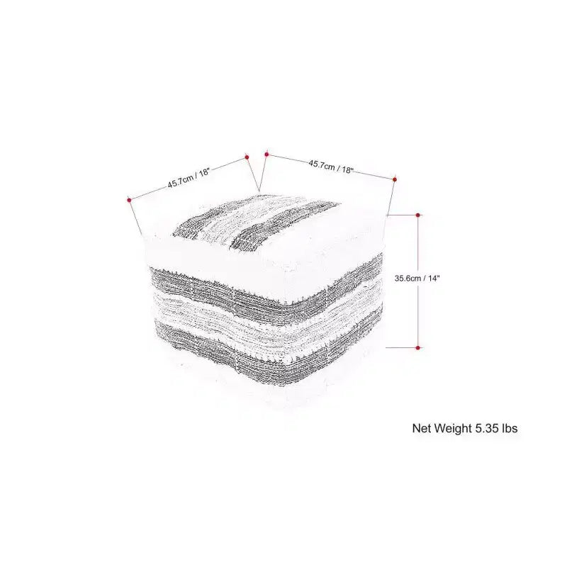 Pouf carré Highland Blanc/Beige/Noir - WyndenHall : Intérieur/Extérieur, Résistant aux UV, Capacité 113 kg