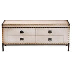 Banc de rangement Baxton Studio Heaton en toile avec 4 tiroirs Beige/Café/Noir